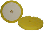 Hi-Buff 8" Yellow Medium Cut Velcro Waffle Foam Buffing Pad (2 Pack) HB202C