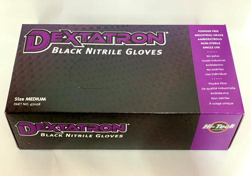 Dextatron Disposable Nitrile Gloves, Black & Powder Free, 100 Gloves (Medium)
