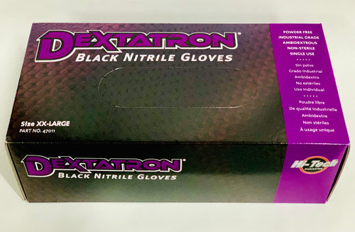 Dextatron Disposable Nitrile Gloves, Black & Powder Free, 100 Gloves (XXL)