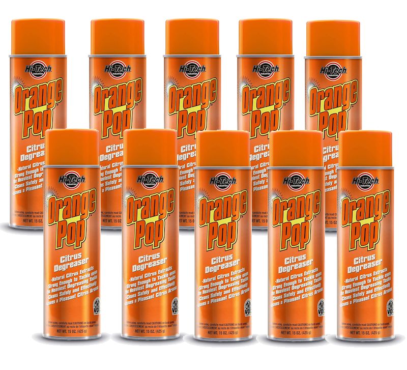 Orange Pop Citrus Degreaser (12 Pack) by Hi-Tech, Natural Citrus Extracts - 15oz Aerosols