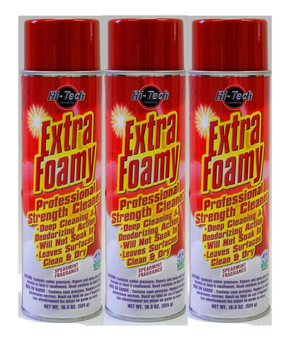 Extra Foamy Automotive Interior Cleaner - Spearmint Fragrance - 18oz Aerosol (3 Pack)