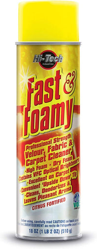 Fast & Foamy Carpet & Fabric Cleaner by Hi-Tech, for Heavy Traffic - 18oz Aerosol